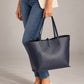 NIOBE Leather Tote Bag - Dark Blue