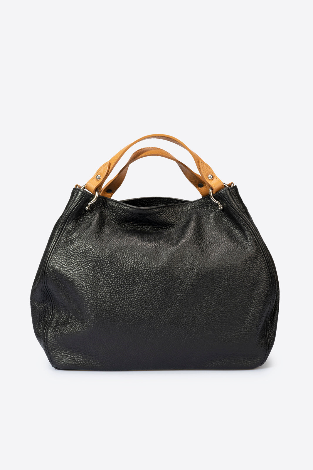 AZALEA Leather Top Handle Bag - Black
