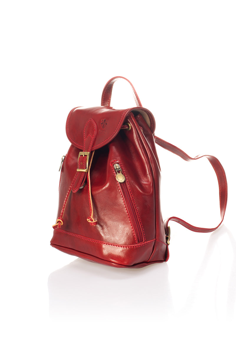 Leather Backpack 1018 - Red
