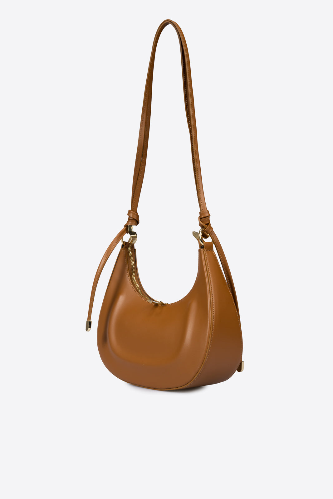 LUNA Leather Top Handle Bag - Cognac