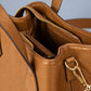 MINA Leather Top Handle Bag - Cognac
