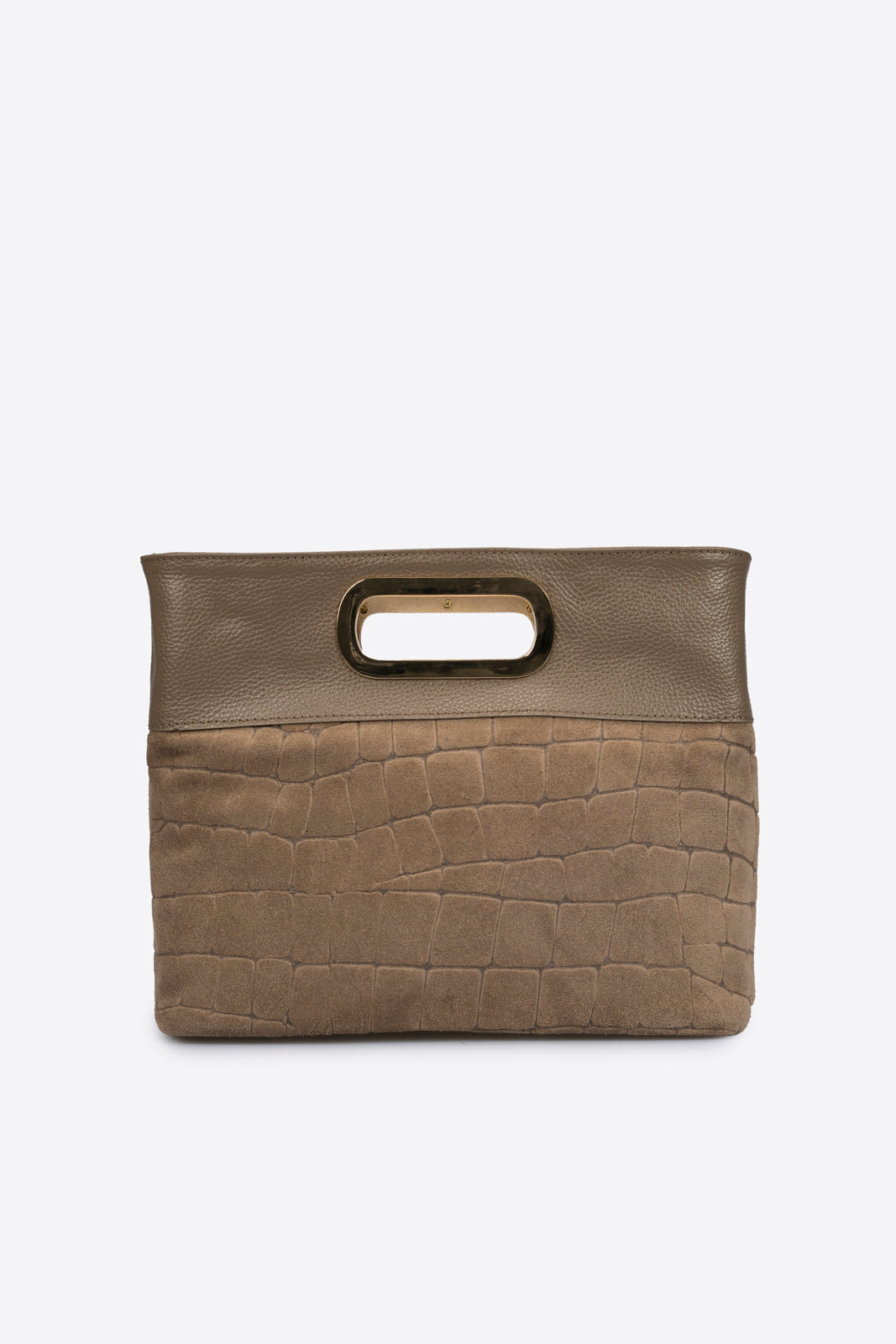 ROSALBA Leather Top Handle Bag - Taupe