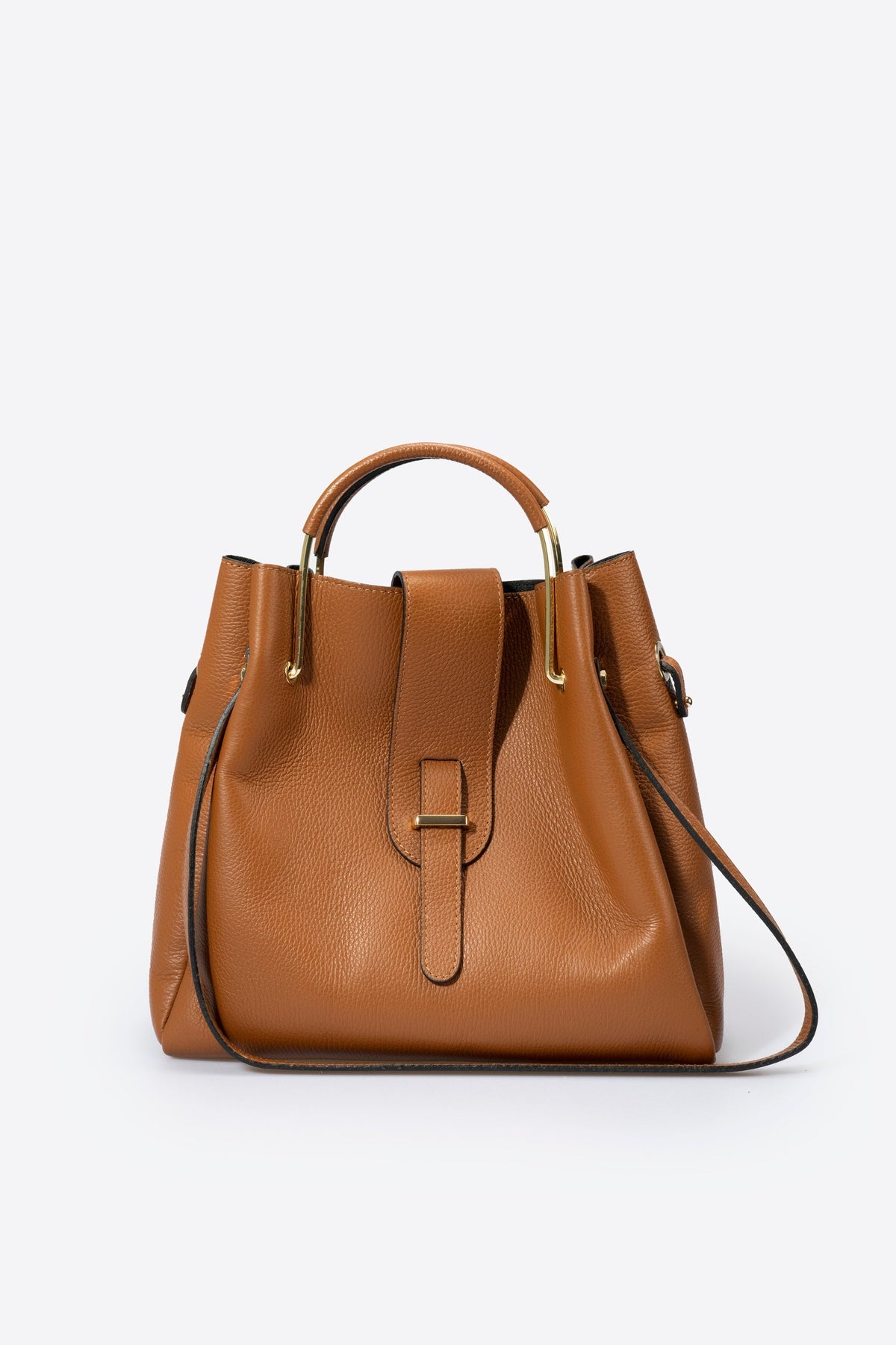 DIONE Leather Top Handle Bag - Cuoio