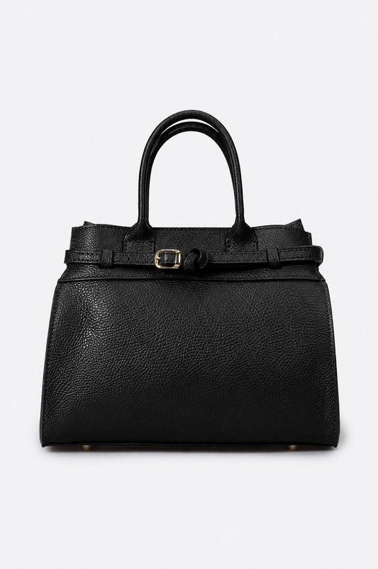 LIESEL Leather Top Handle Bag - Black