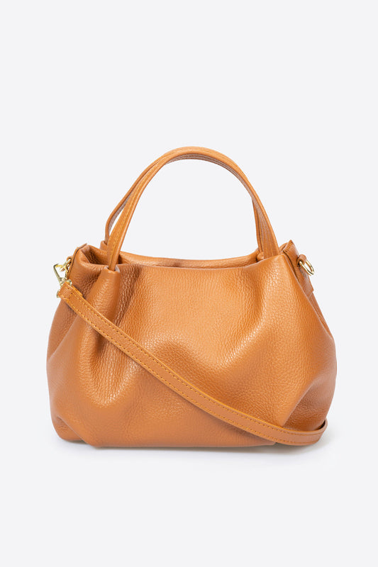 MAYA Leather Top Handle Bag - Cuoio