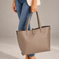 NIOBE Leather Tote Bag - Taupe
