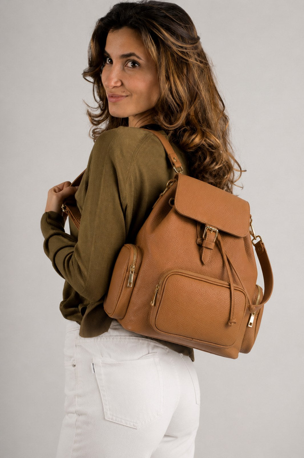 NOA Leather Backpack - Cognac