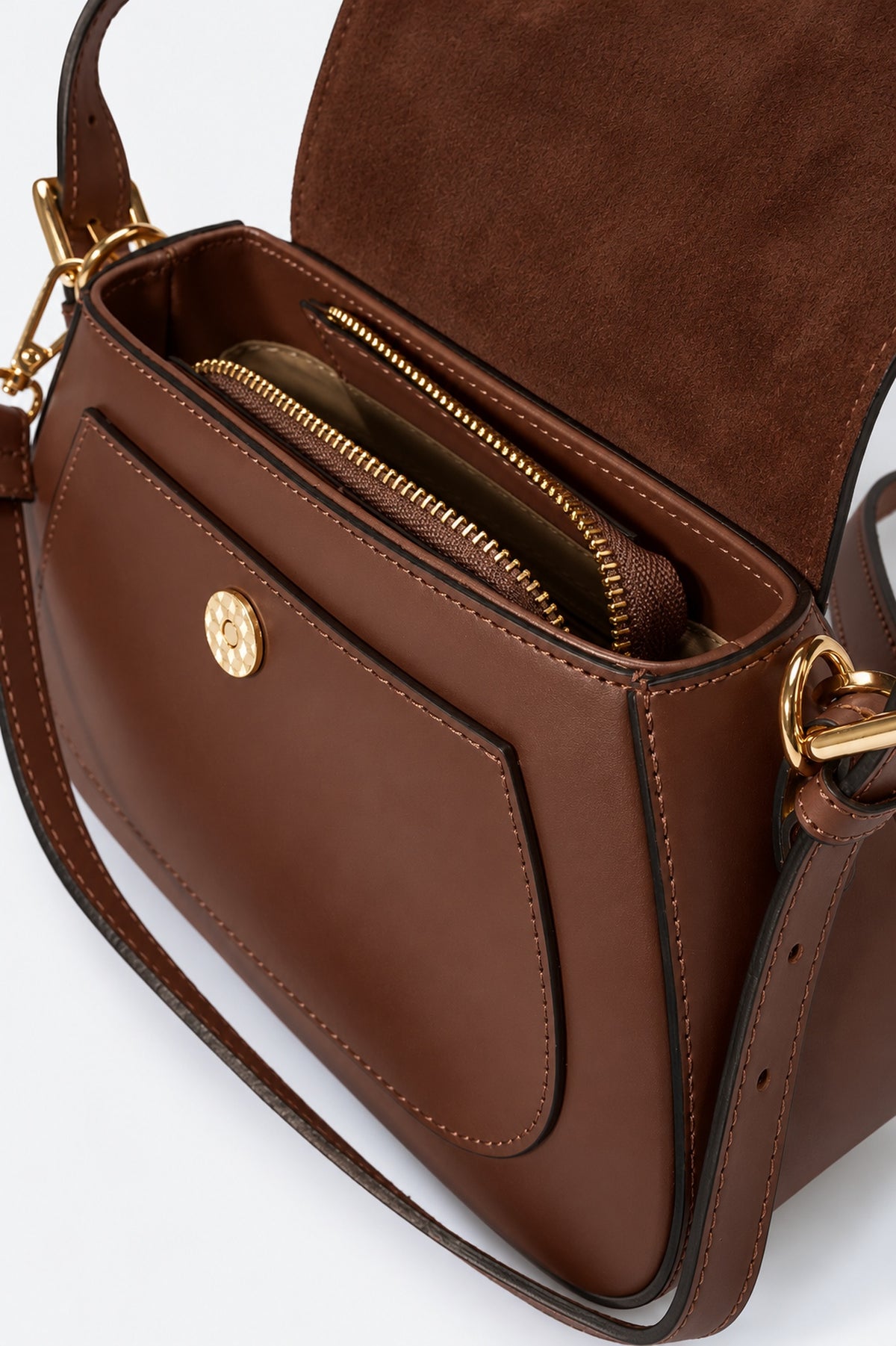 EDNA Leather Shoulder Bag - Brown