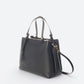 ORIETTA Leather Top Handle Bag - Black