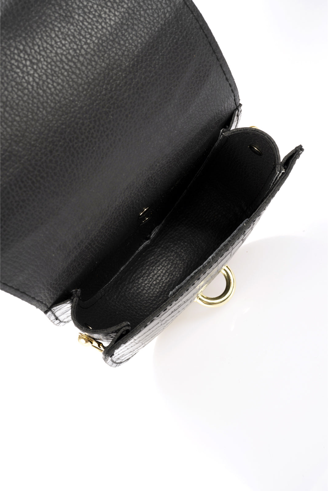 Leather Shoulder Bag 3241 - Black