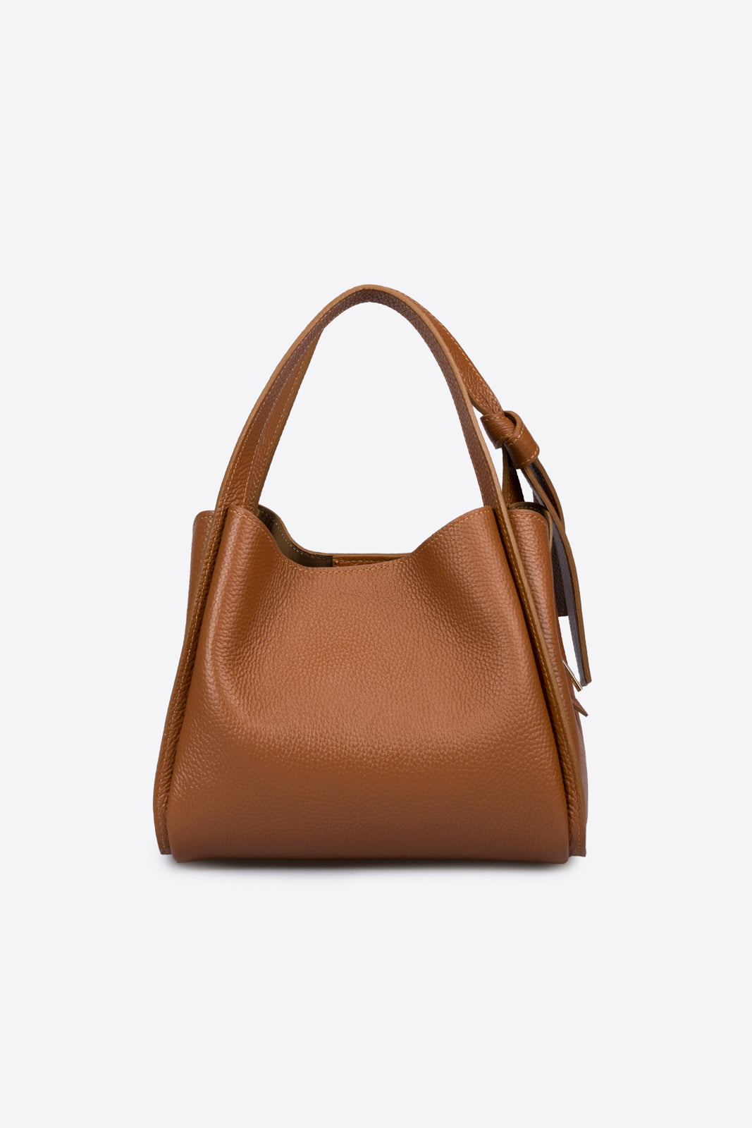 ATHENA Leather Top Handle Bag - Cognac