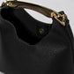 AGNES Leather Top Handle Bag - Black