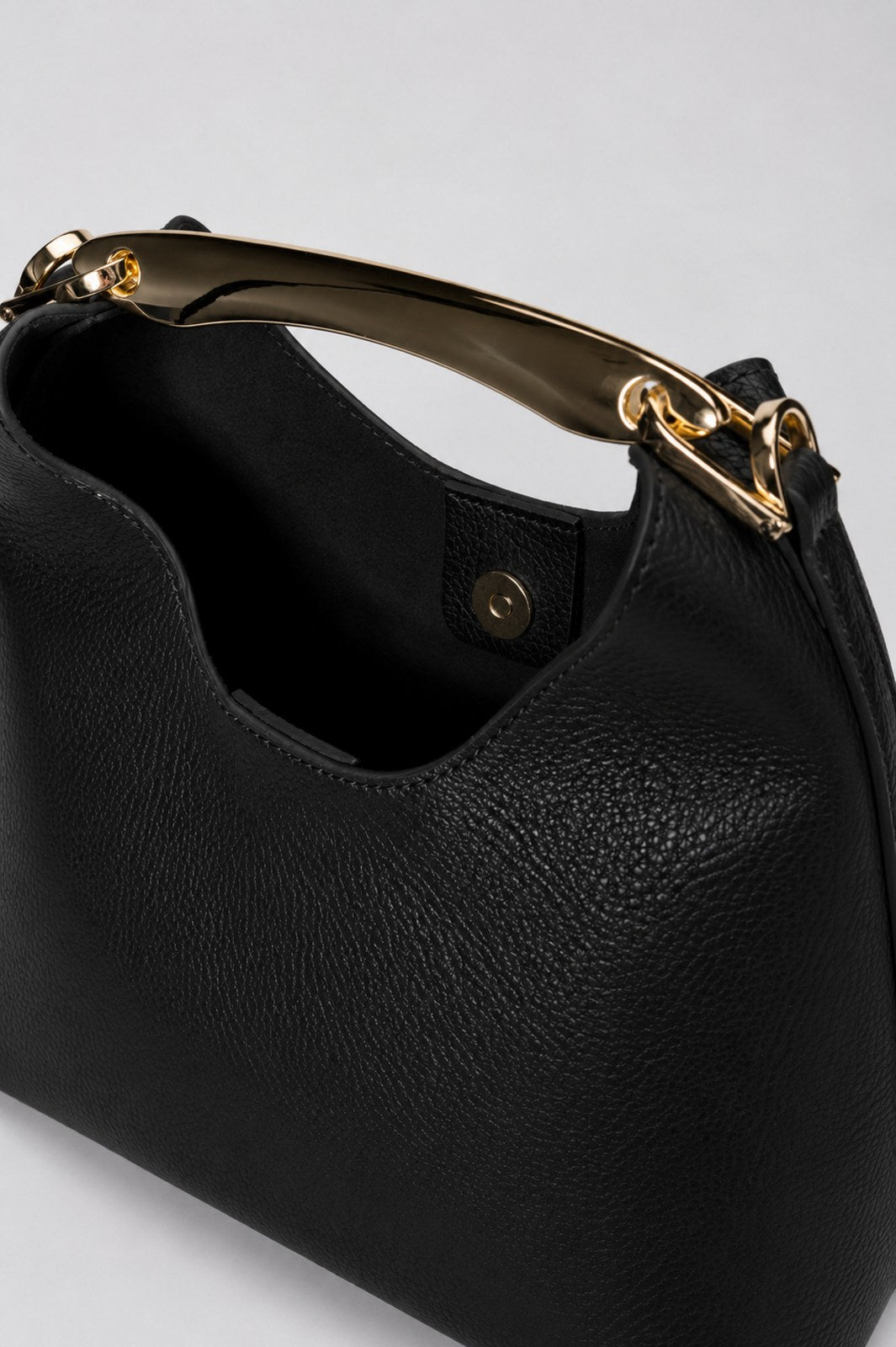 AGNES Leather Top Handle Bag - Black