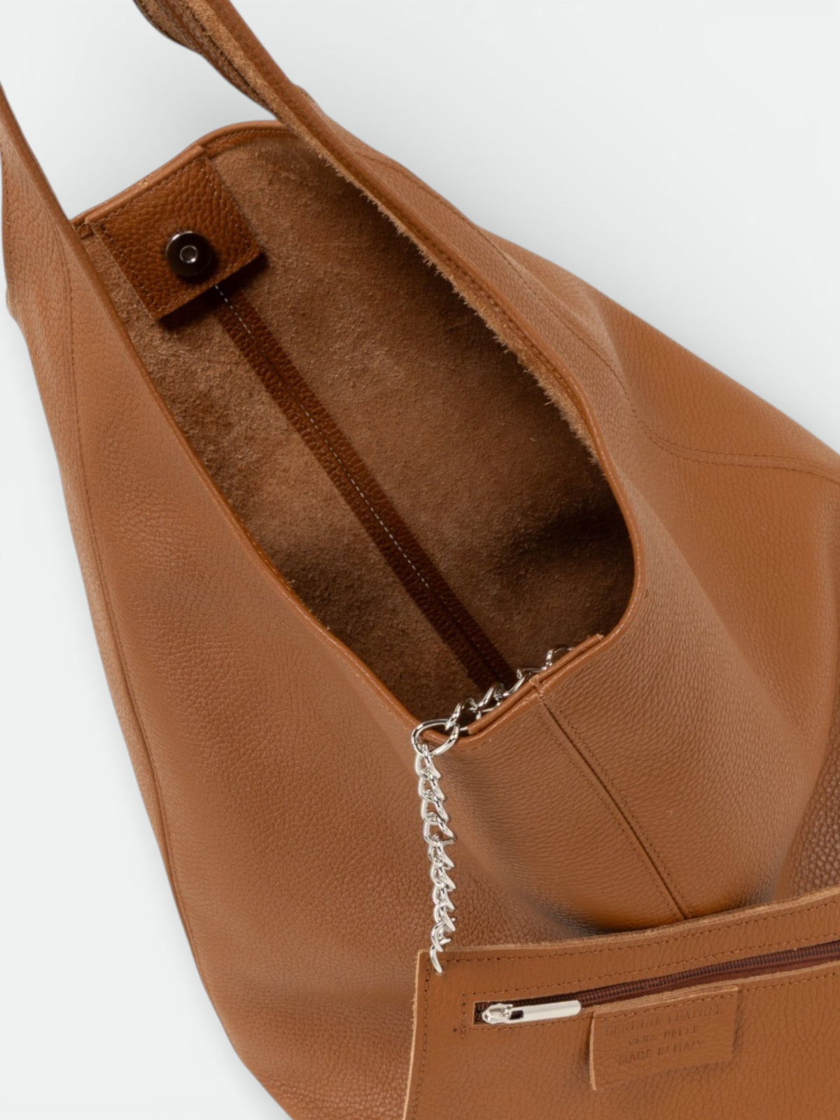 NADIA Leather Top Handle Bag - Cognac