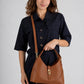 LINA Leather Top Handle Bag - Cognac