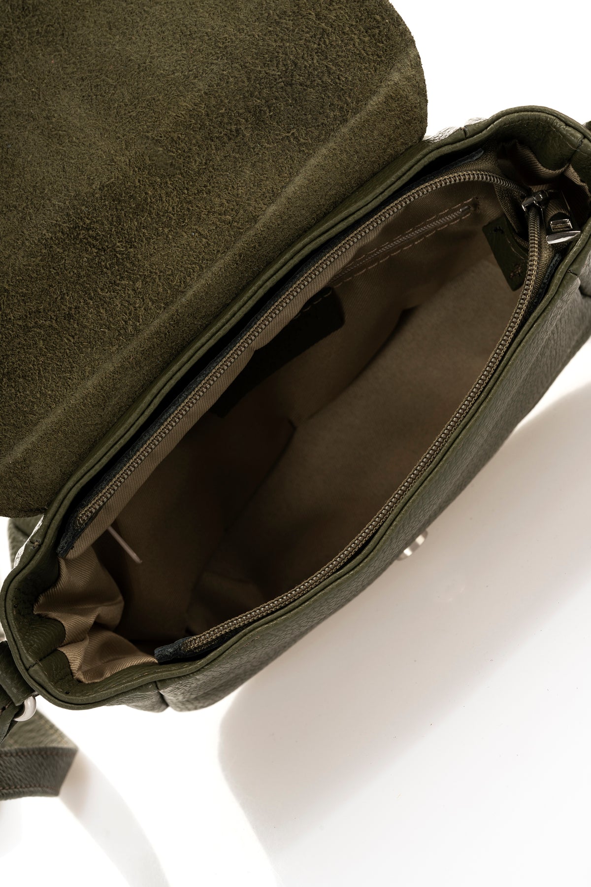 Leather Shoulder Bag 7118 - Olive