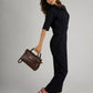 LEA Leather Top Handle Bag - Brown