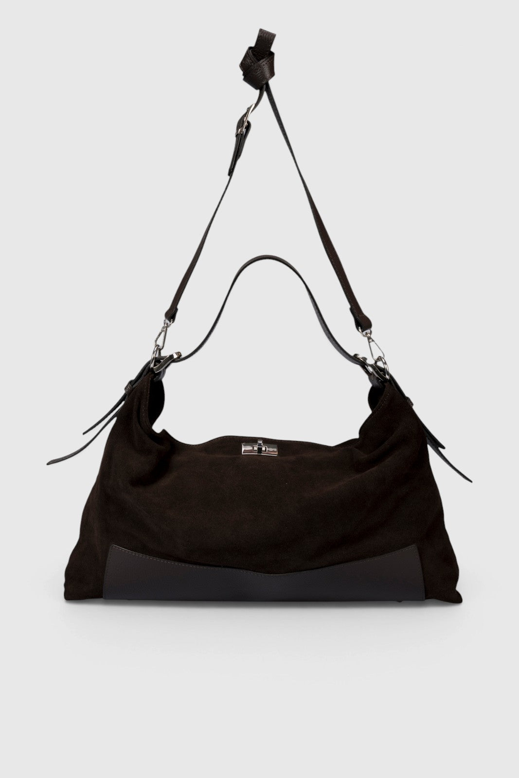 FLEUR Leather Top Handle Bag - Testa di Moro