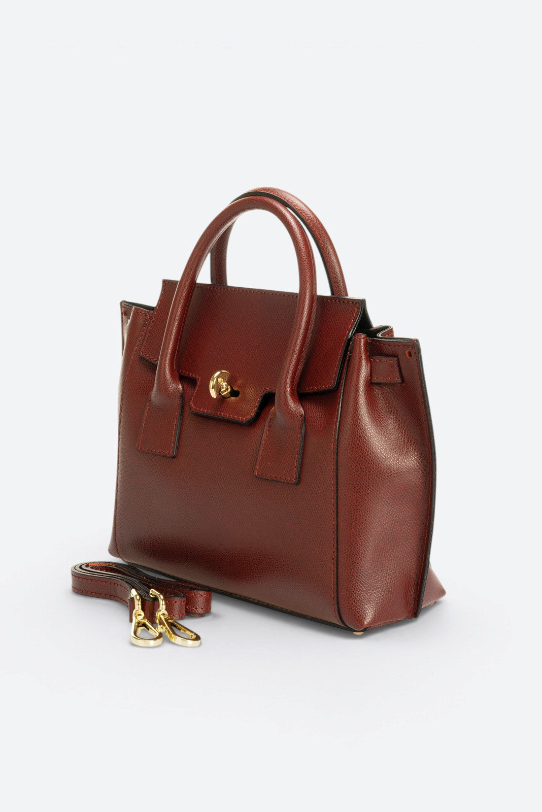 RUTH Leather Top Handle Bag - Bordo
