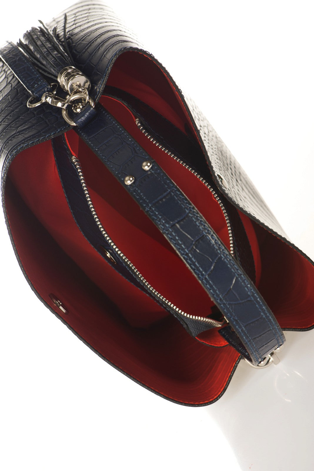 SCARLET Leather Top Handle Bag - Blue