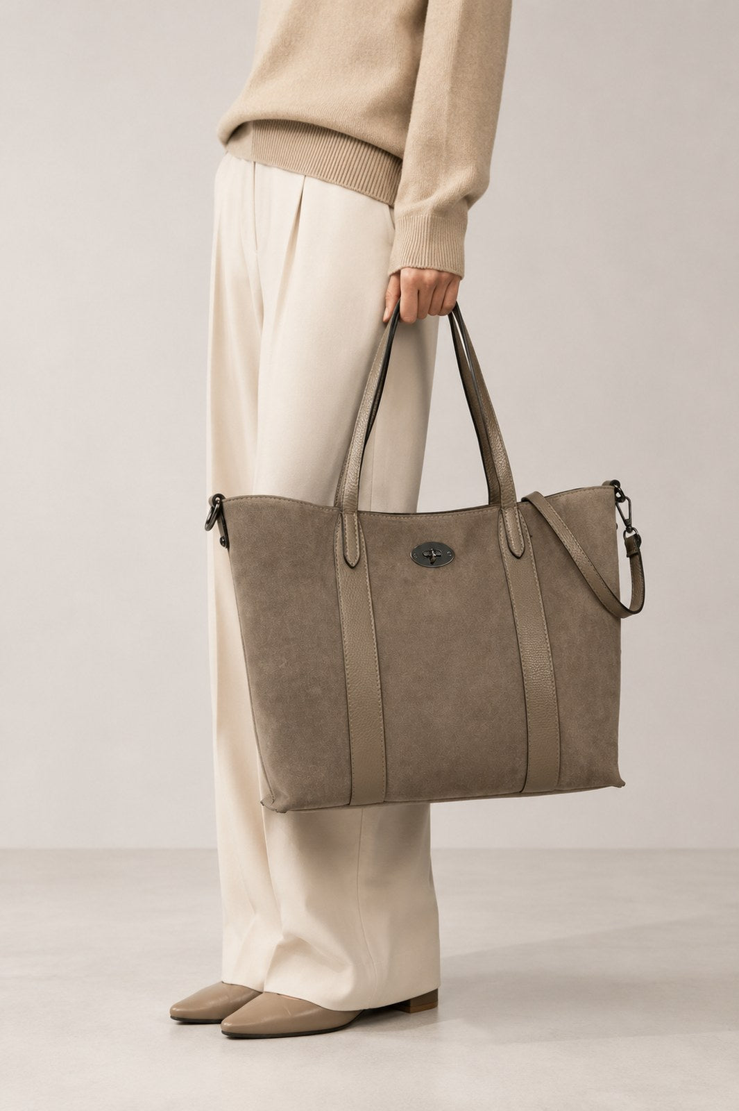 MYRA Leather Tote Bag - Fango