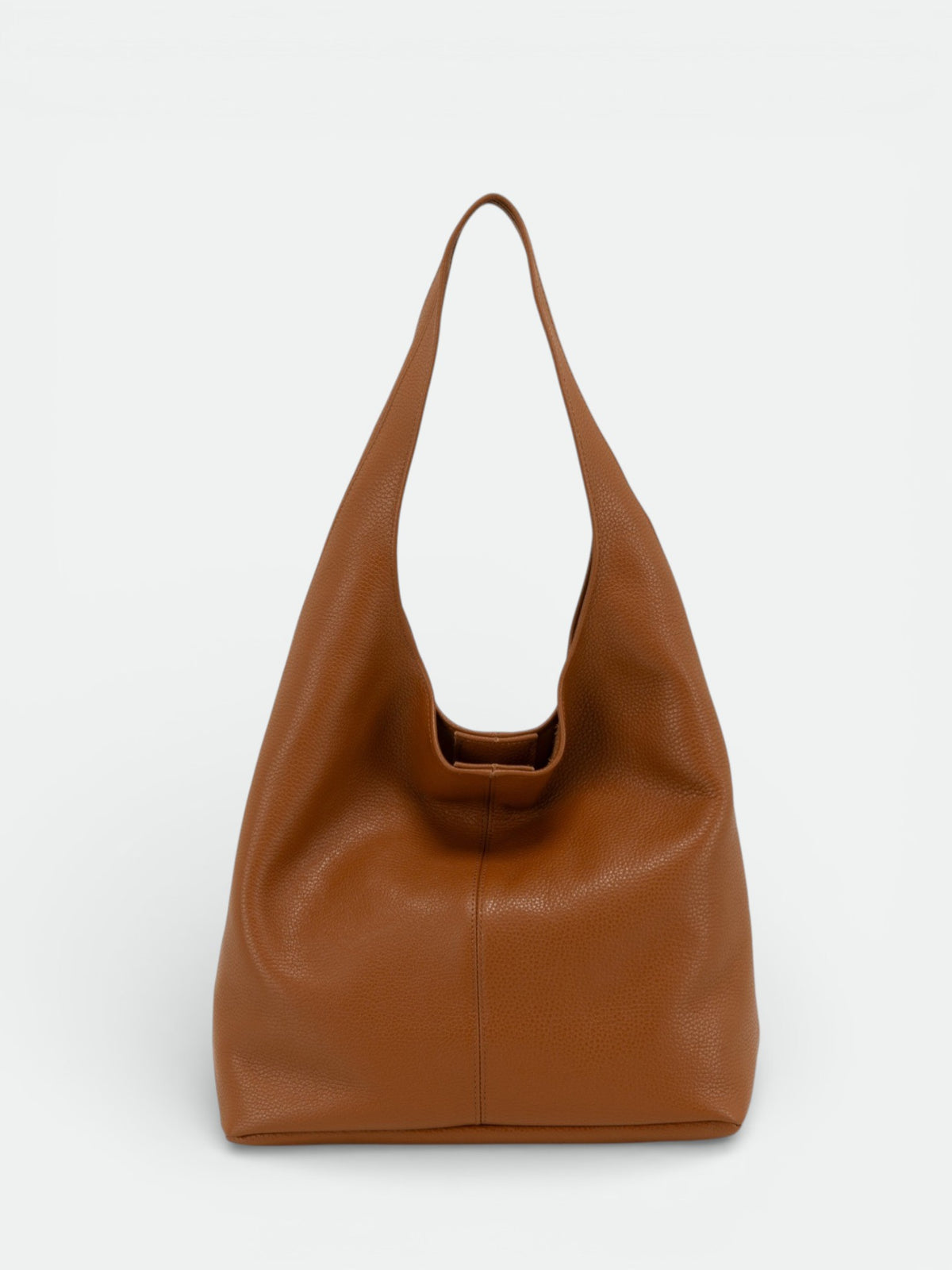 NADIA Leather Top Handle Bag - Cognac