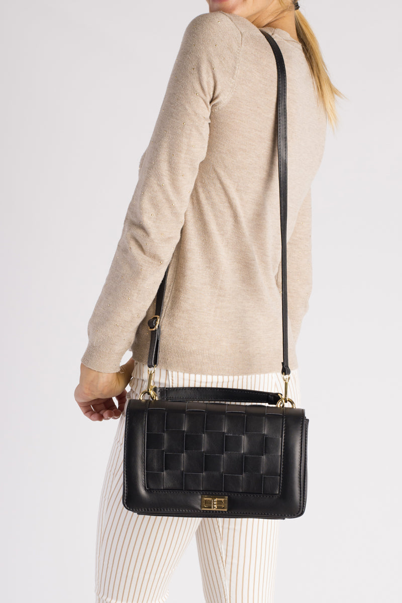 ERIS Leather Crossbody Bag - Black