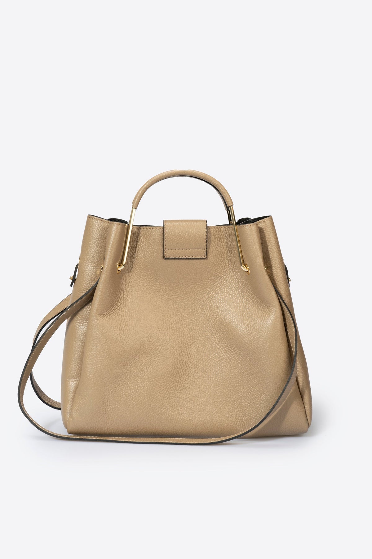 DIONE Leather Top Handle Bag - Taupe