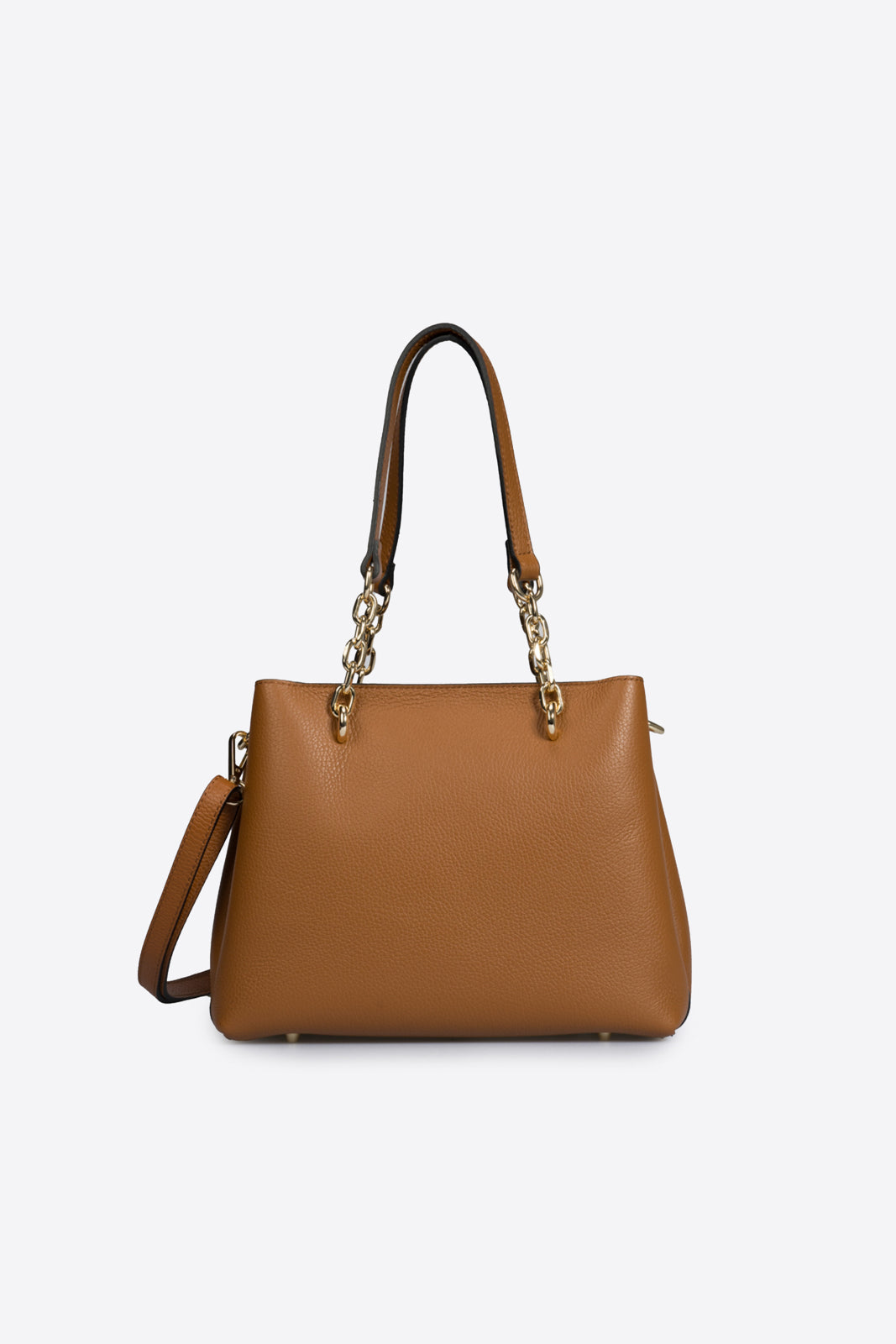 AURORA Leather Top Handle Bag - Cognac