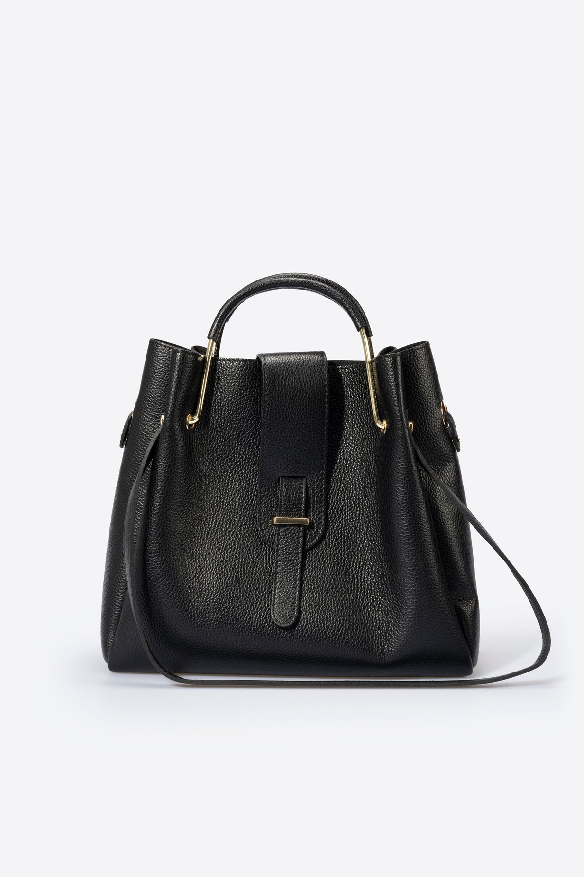 DIONE Leather Top Handle Bag - Nero