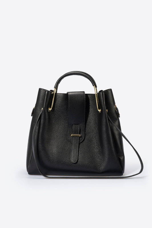 DIONE Leather Top Handle Bag - Nero