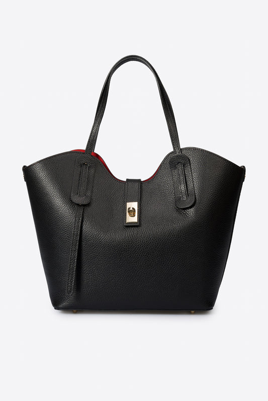 IOLANDA Leather Top Handle Bag - Black