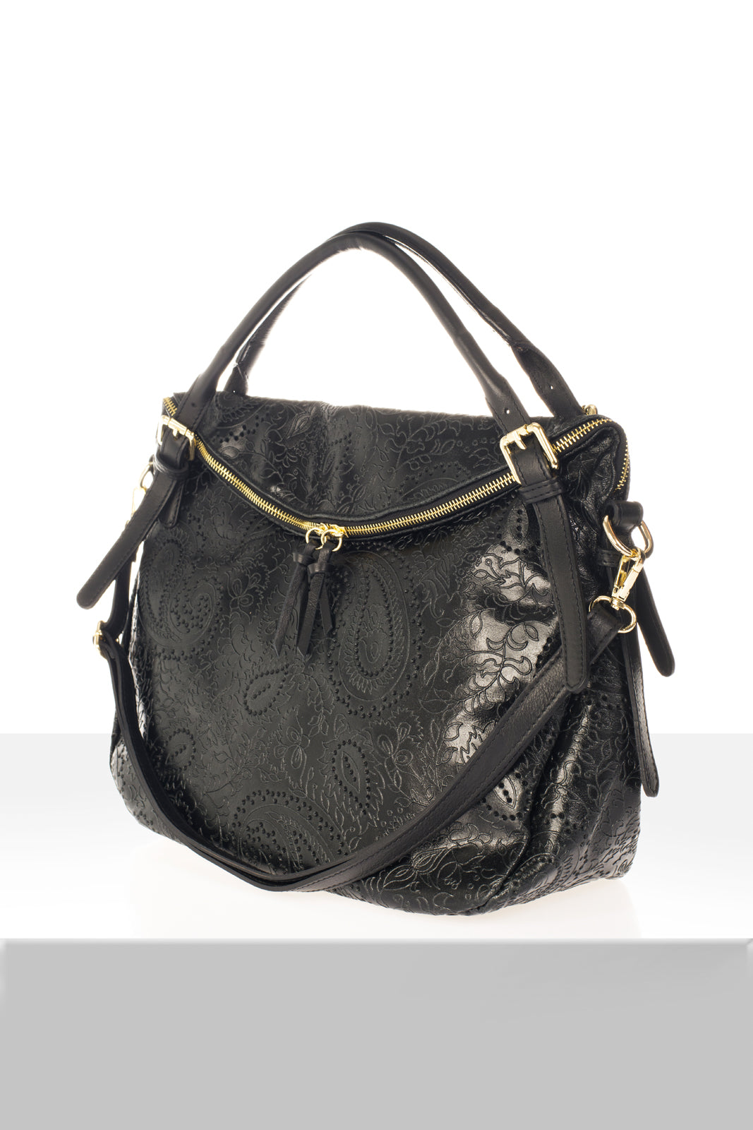 Leather Top Handle Bag 1262 - Black