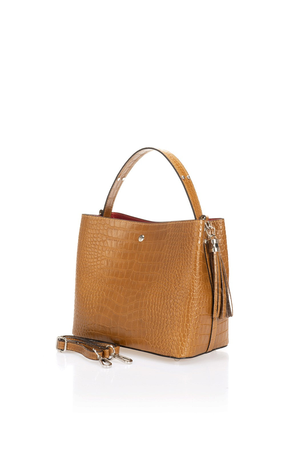 SCARLET Leather Top Handle Bag - Cuoio