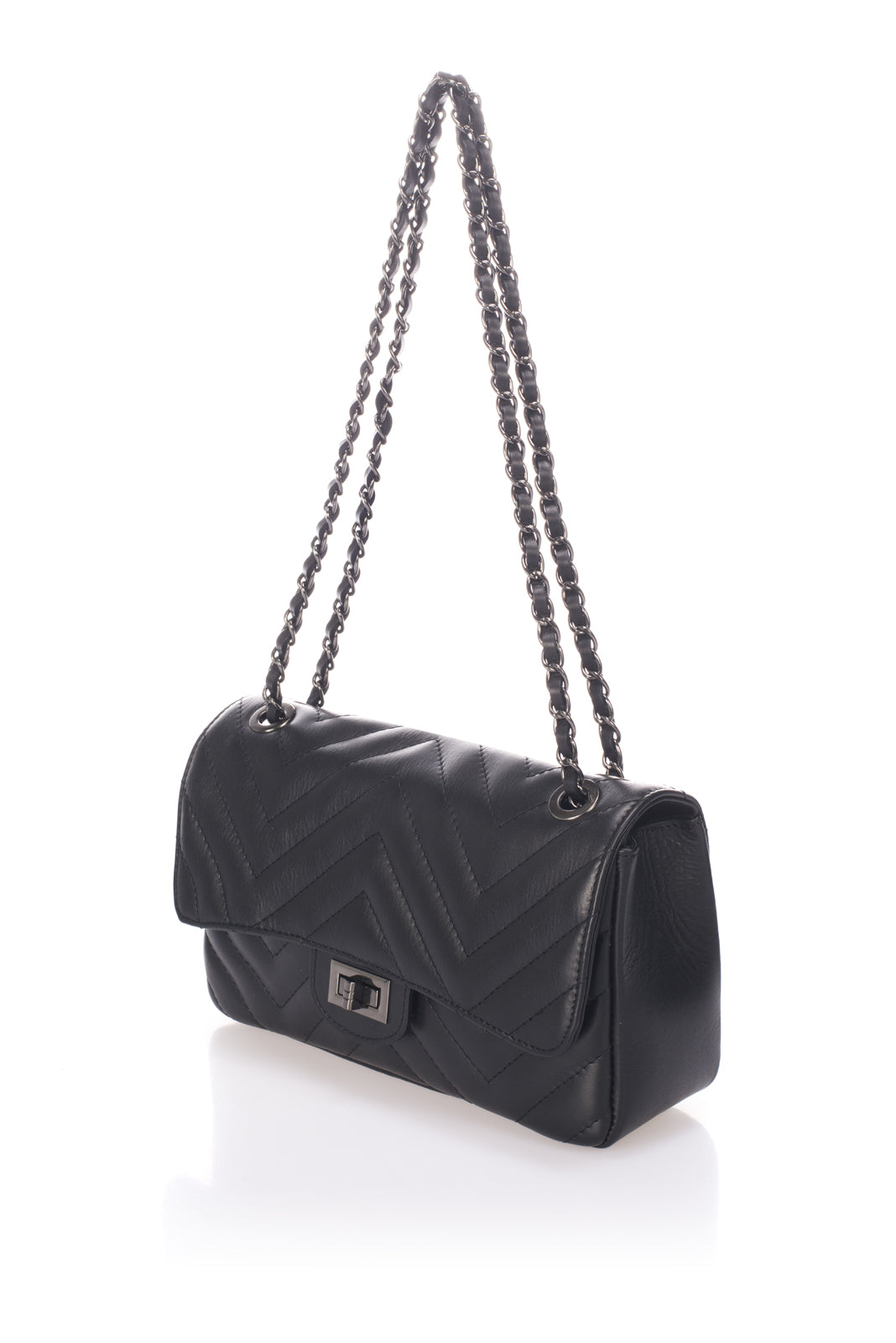 Leather Crossbody Bag SC19032 - Black