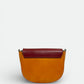 Leather Crossbody Bag 8058 - Cognac + Red