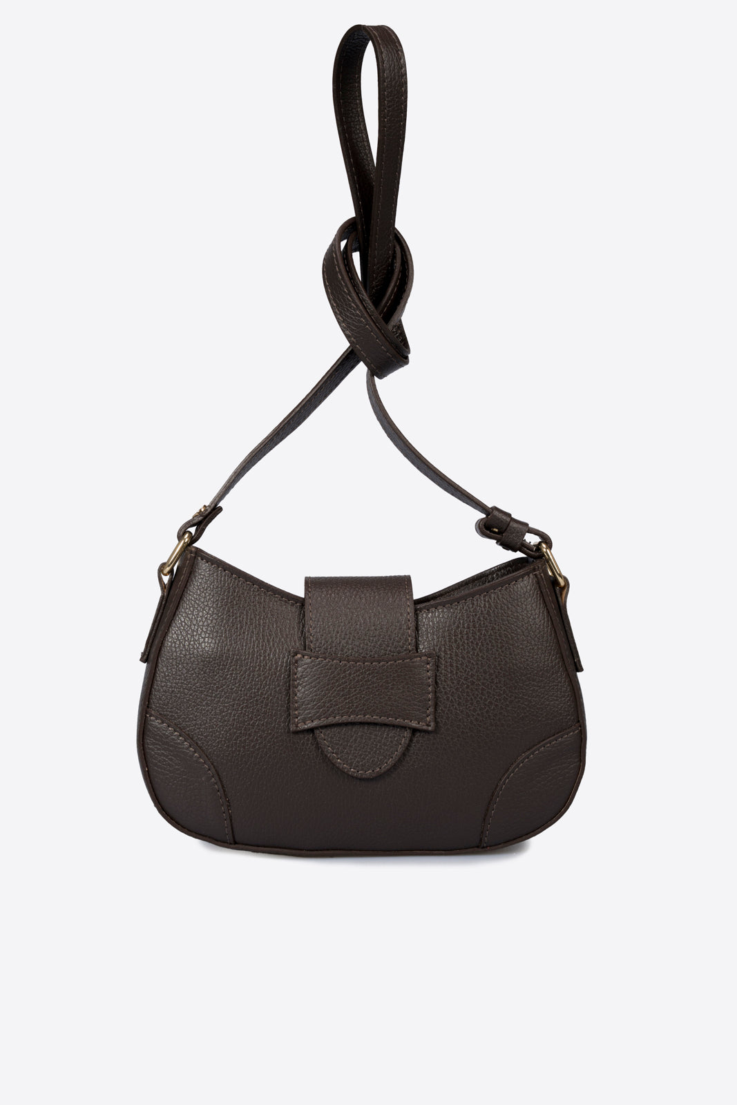 MARLENE Leather Crossbody Bag - Brown