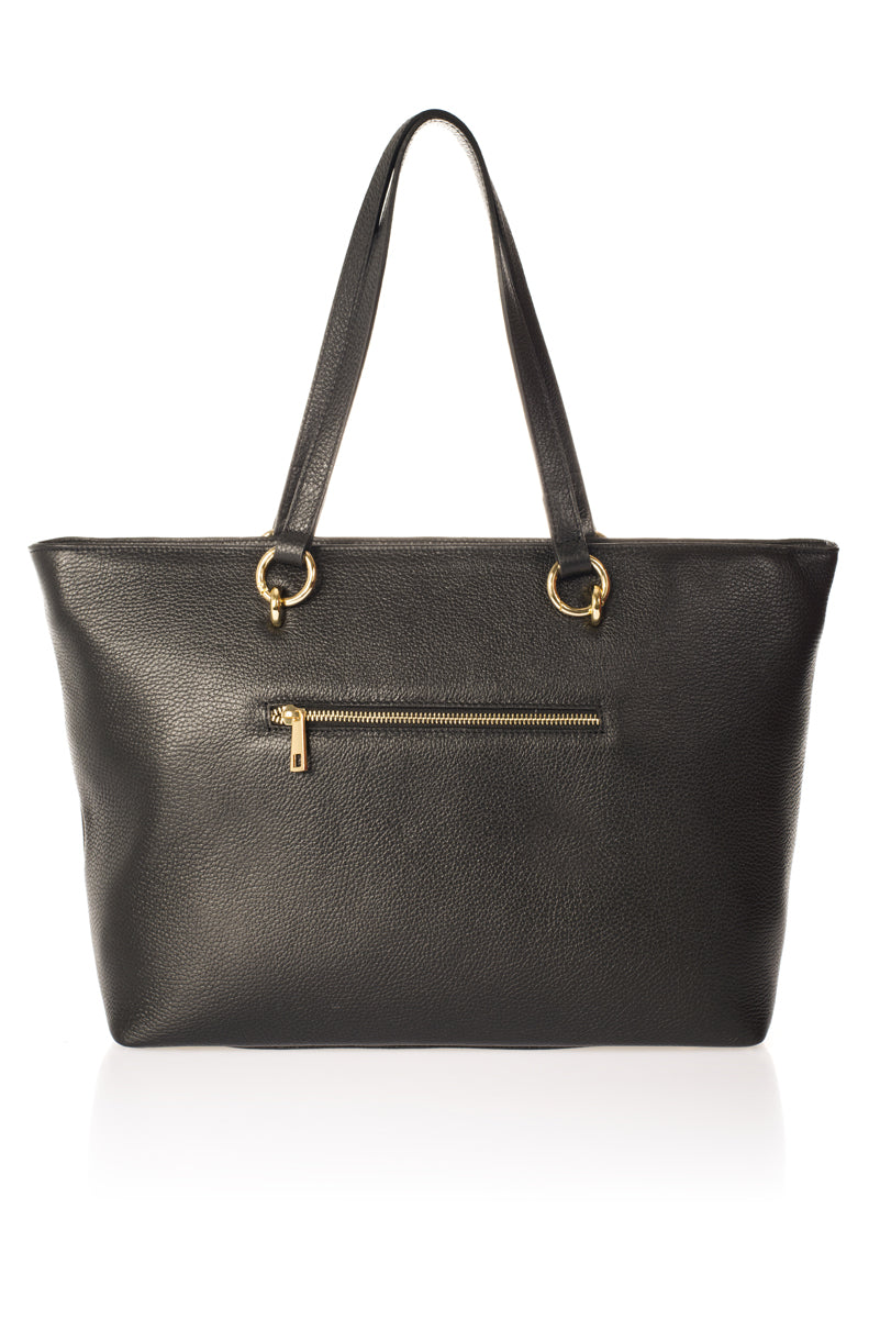 Leather Top Handle Bag 2349 - Black