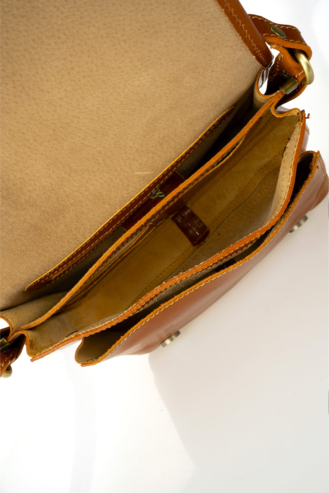 Leather Top Handle Bag 8037 - Cognac