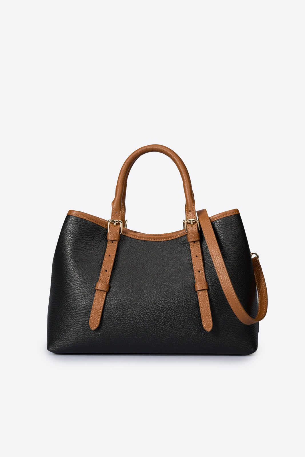 TESS Leather Top Handle Bag - Black