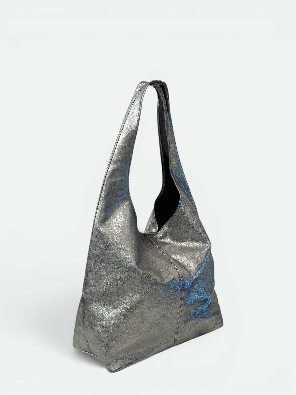 NADIA Leather Top Handle Bag - Silver