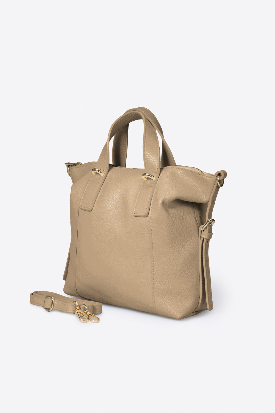 Leather Top Handle Bag 6642 - Cappuccino