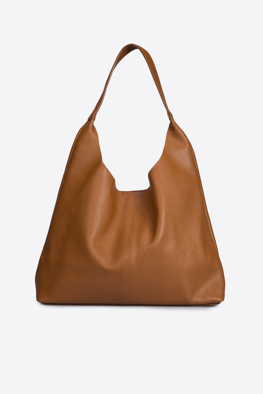 NAYA Leather Top Handle Bag - Cognac