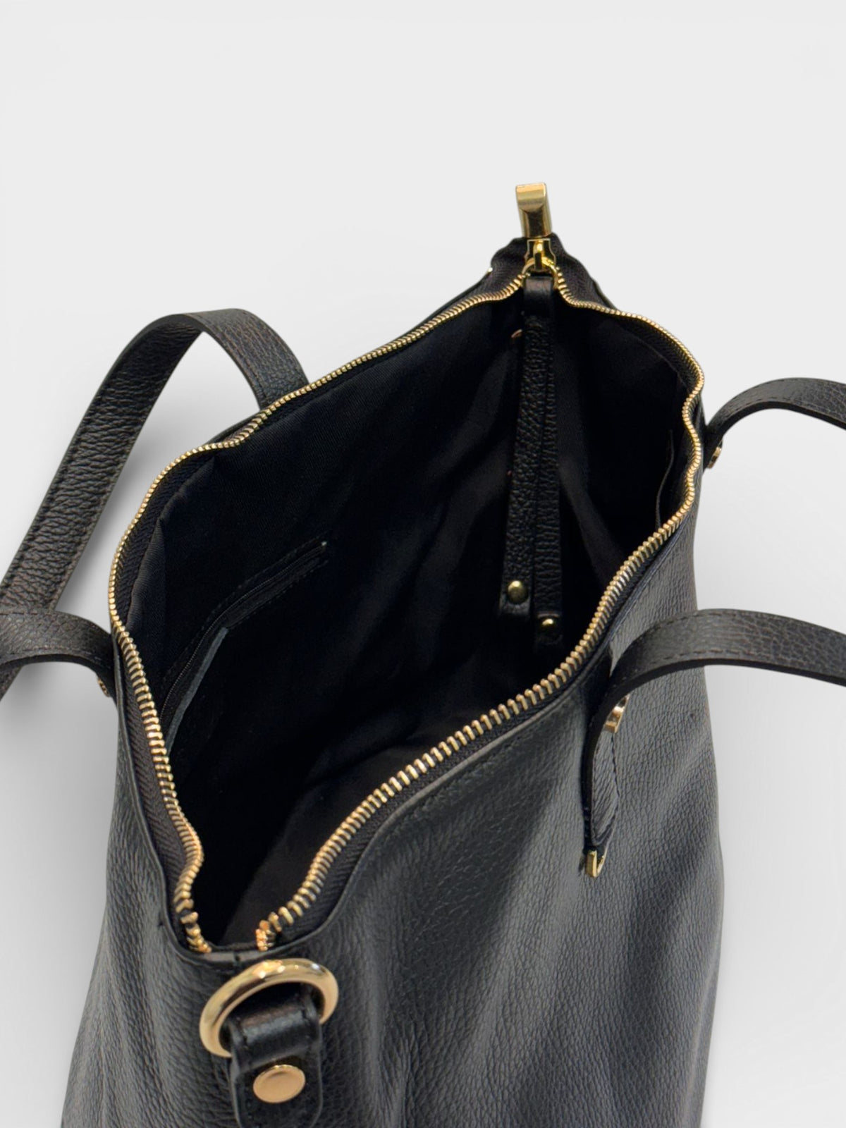 Leather Top Handle Bag 5875 - Black
