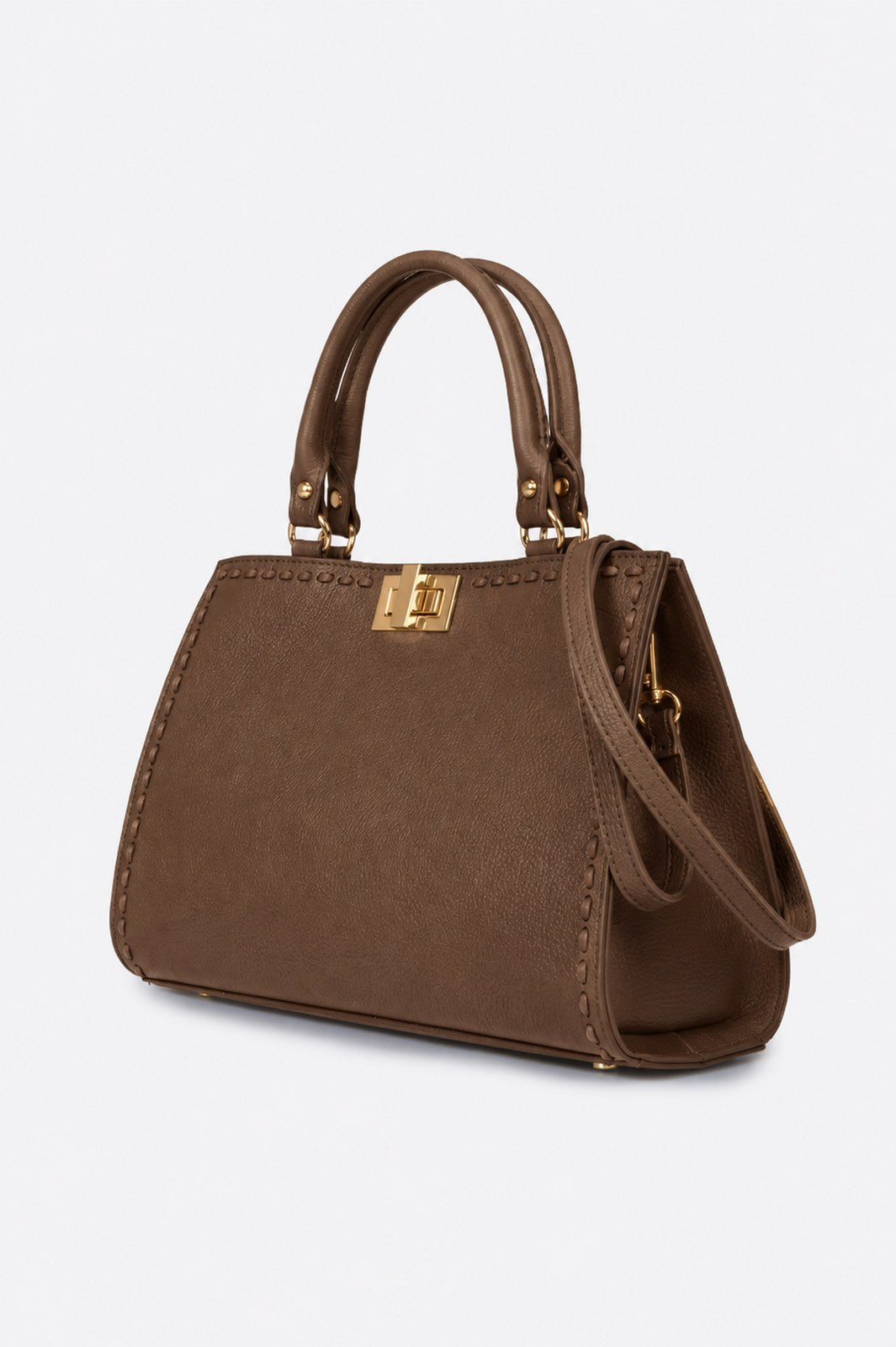 LIDIA Leather Top Handle Bag - Brown