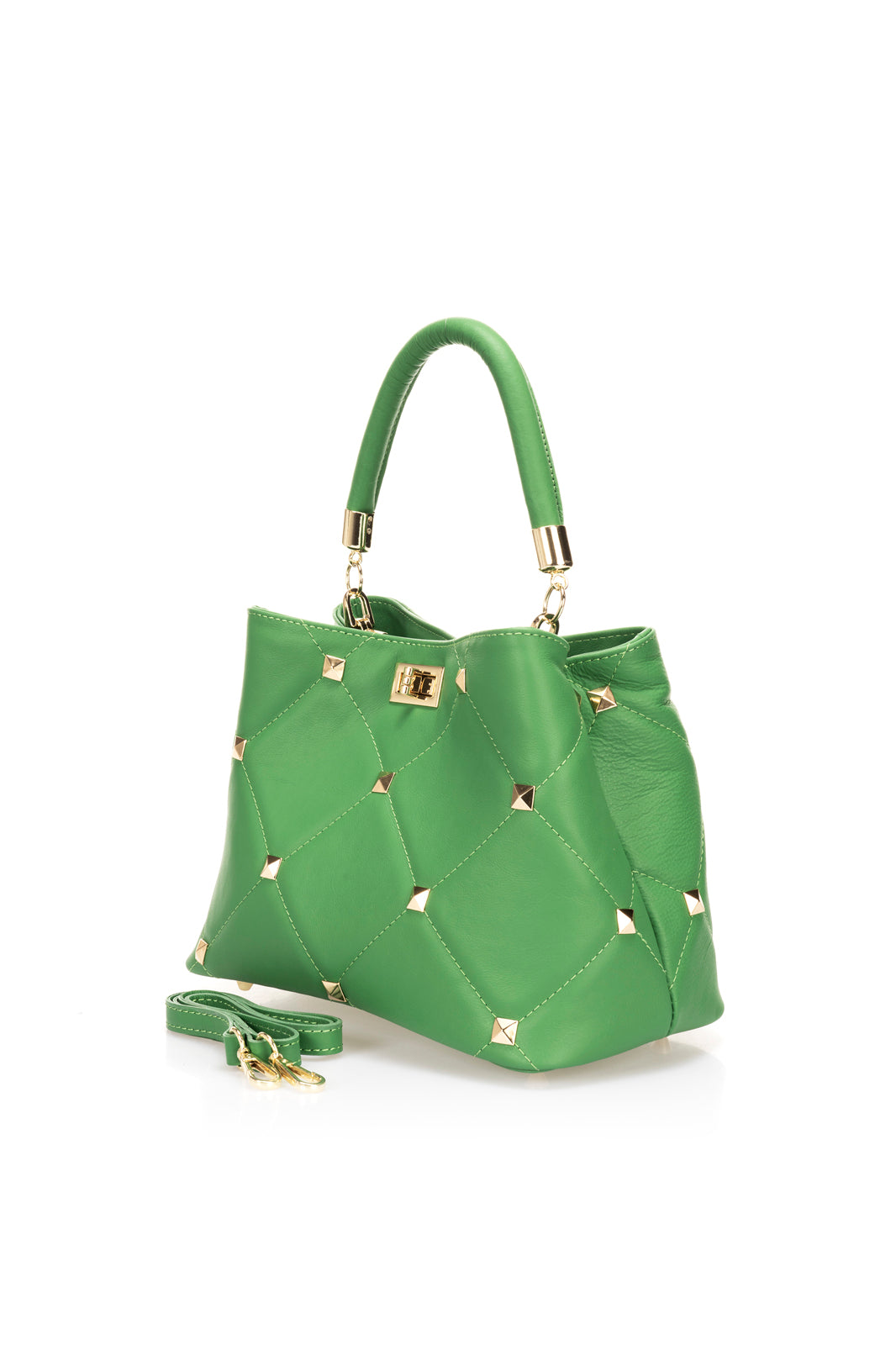 Leather Top Handle Bag 1346 - Green