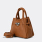 MIRANDA Leather Top Handle Bag - Cognac