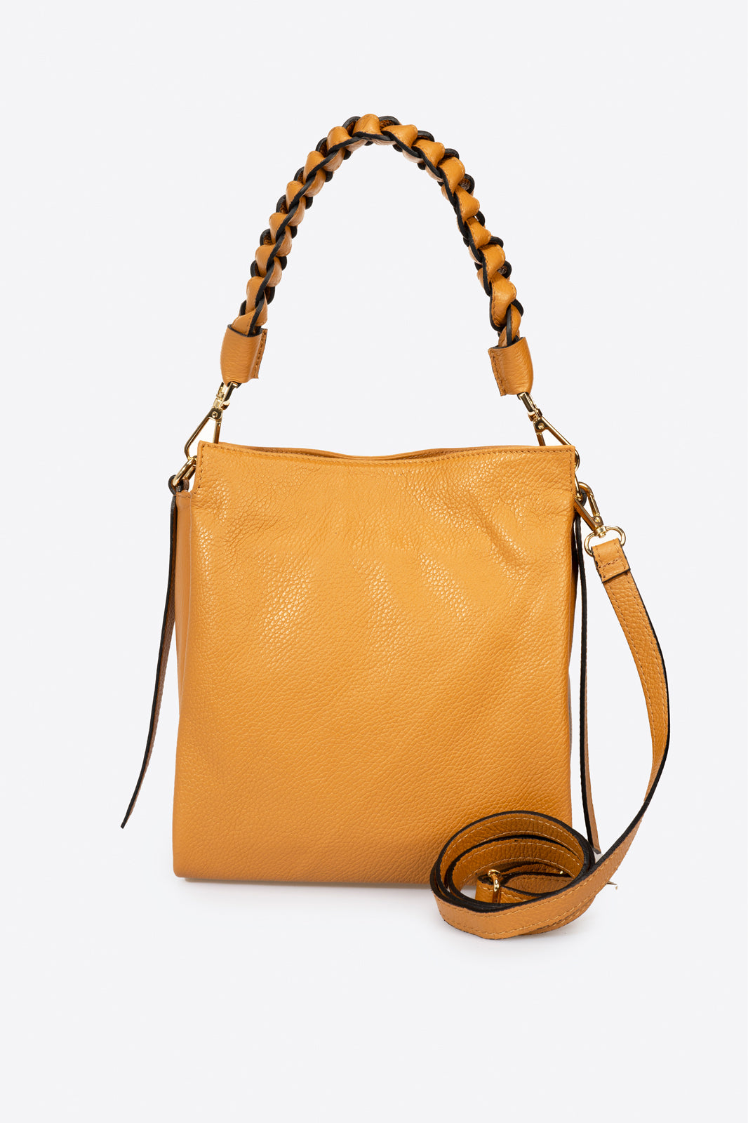 Leather Top Handle Bag 8007 - Cognac