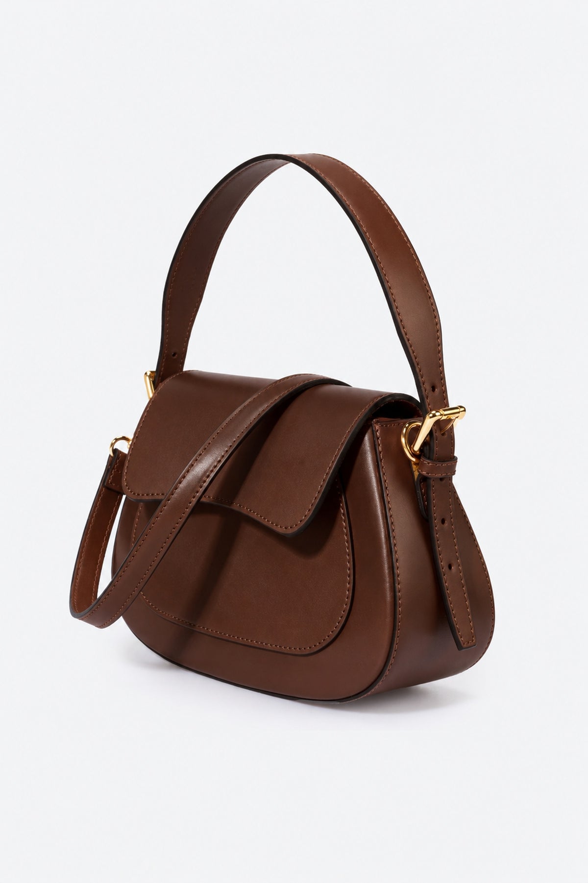 EDNA Leather Shoulder Bag - Brown