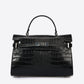 LEA Leather Top Handle Bag - Black